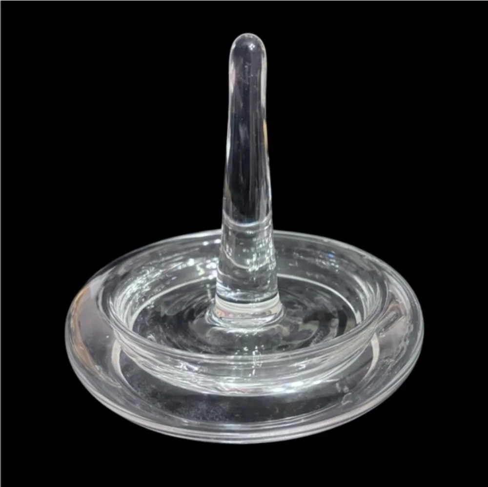 VINTAGE Lead Crystal Blown Glass Ring Holder